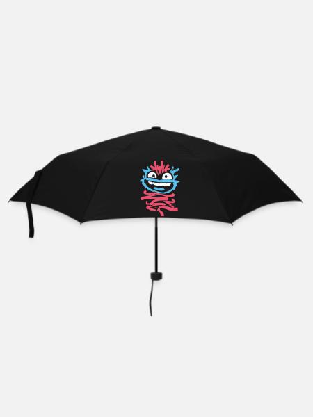 Kleine Monster: Punk-Affe mit Zwinkern - Regenschirm (klein) - Schwarz