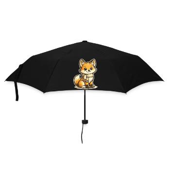 Dessin animé Renard Câlin avec Écharpe - Parapluie standard - noir - Devant