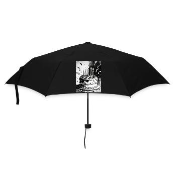 Monochromer Geburtstagskuchen Kerzen - Regenschirm (klein) - Schwarz - Vorne