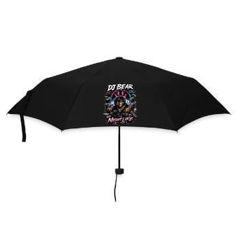DJ Bear Nachtleben Orso Neon - Regenschirm (klein) - Schwarz - Vorne
