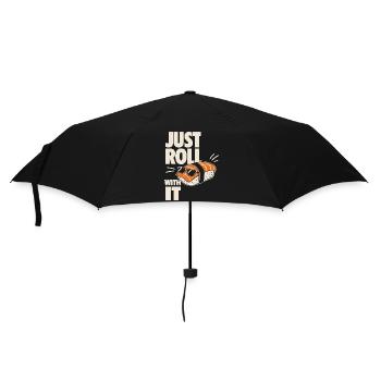 Just Roll With It Sushi Motiv - Regenschirm (klein) - Schwarz - Vorne