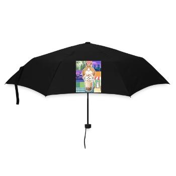 Cute Bunny Funny Boba Bubble Tea - Umbrella (small) - black - Front