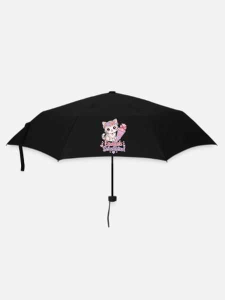 Endlich Schulkind Katze Schultüte - Regenschirm (klein) - Schwarz