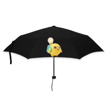 Cute Yellow School Mascot with Lightbulb Planet Ba - Umbrella (small) - black - Front
