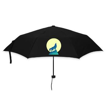 Wolf Mond Silhouette - Regenschirm (klein) - Schwarz - Vorne