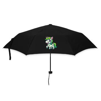 Halloween Einhorn Zombie Gruseliger Einhornkopf - Regenschirm (klein) - Schwarz - Vorne