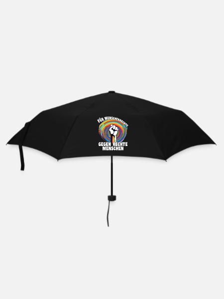 Für Menschenrechte, gegen rechte Menschen Politik - Regenschirm (klein) - Schwarz