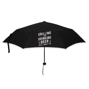 Grill und Bier BBQ Papa Lustiger Grillalkohol - Regenschirm (klein) - Schwarz - Vorne