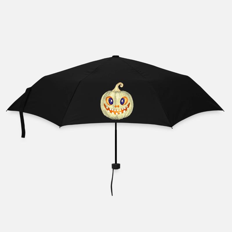 Leuchtende Kürbis Illustration - Regenschirm (klein) - Schwarz