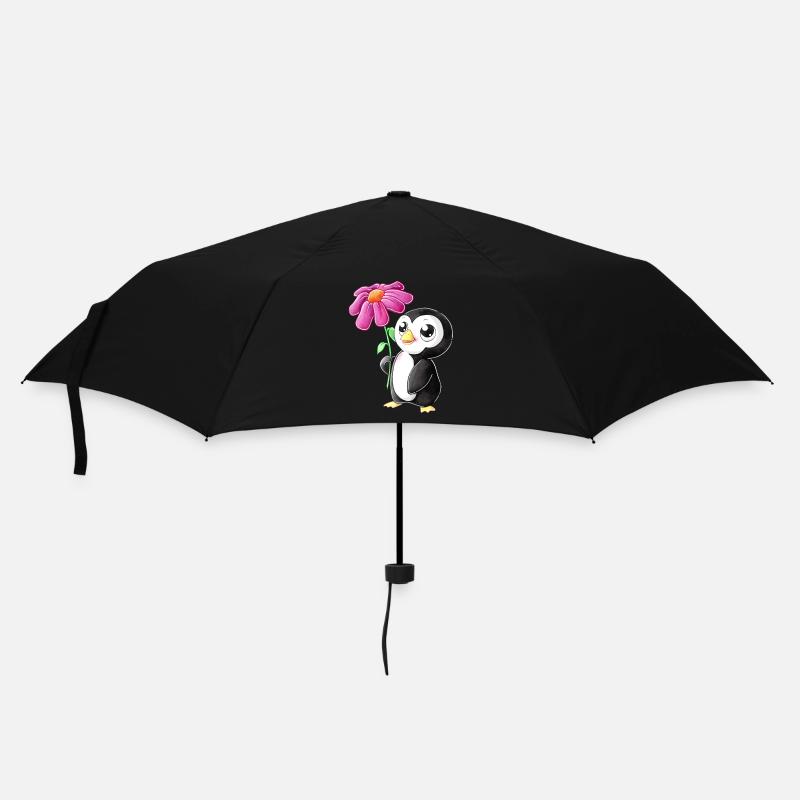 Putziger Comic Pinguin - Regenschirm (klein) - Schwarz