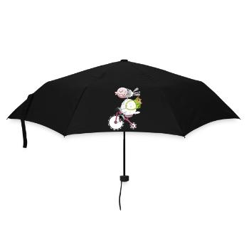 Cute sheep with bike - Umbrella (small) - black - Front