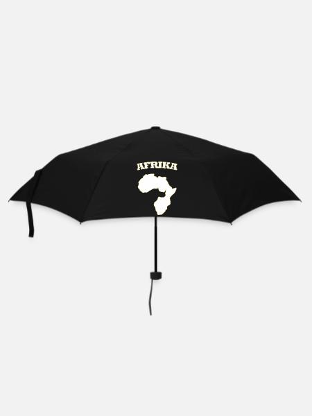 Afrika Silhouette mit Goldrand Afrika Africa  - Regenschirm (klein) - Schwarz