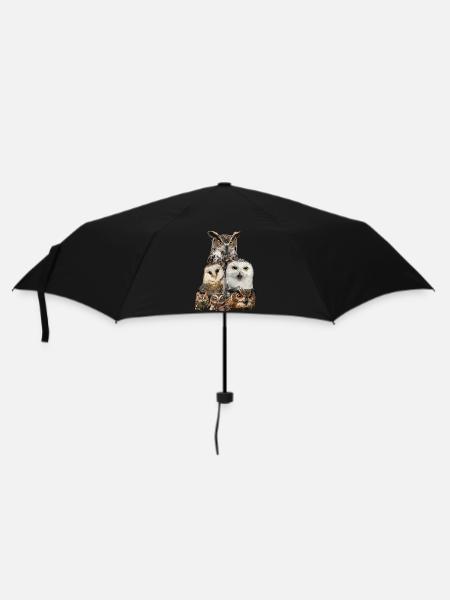 Eulen - Regenschirm (klein) - Schwarz
