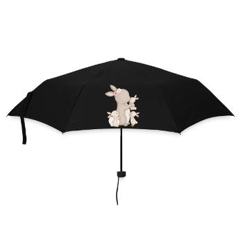 cute bunnies with flowers - Umbrella (small) - black - Front