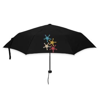 Retro Farben Seestern Tier bunt Meer Silhouette - Regenschirm (klein) - Schwarz - Vorne