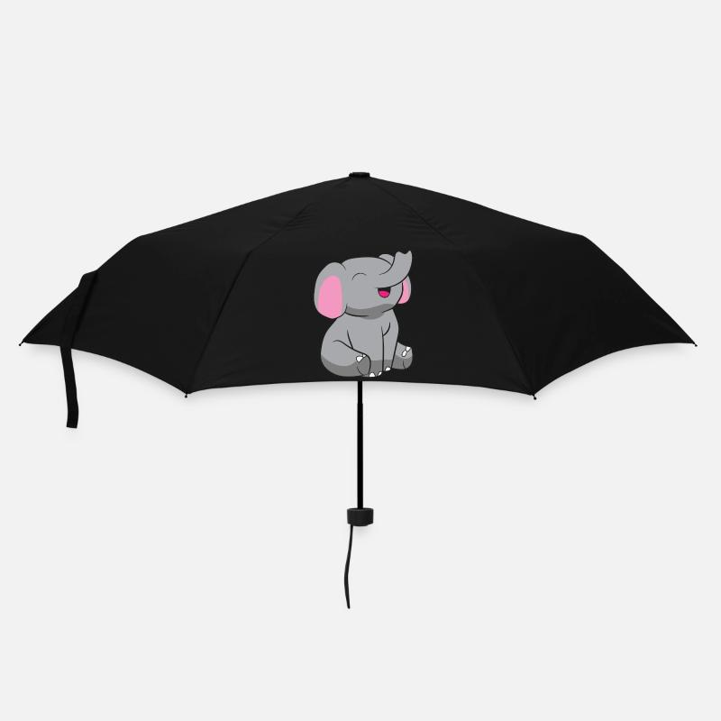 Elefant - Elefantenbaby - Regenschirm (klein) - Schwarz