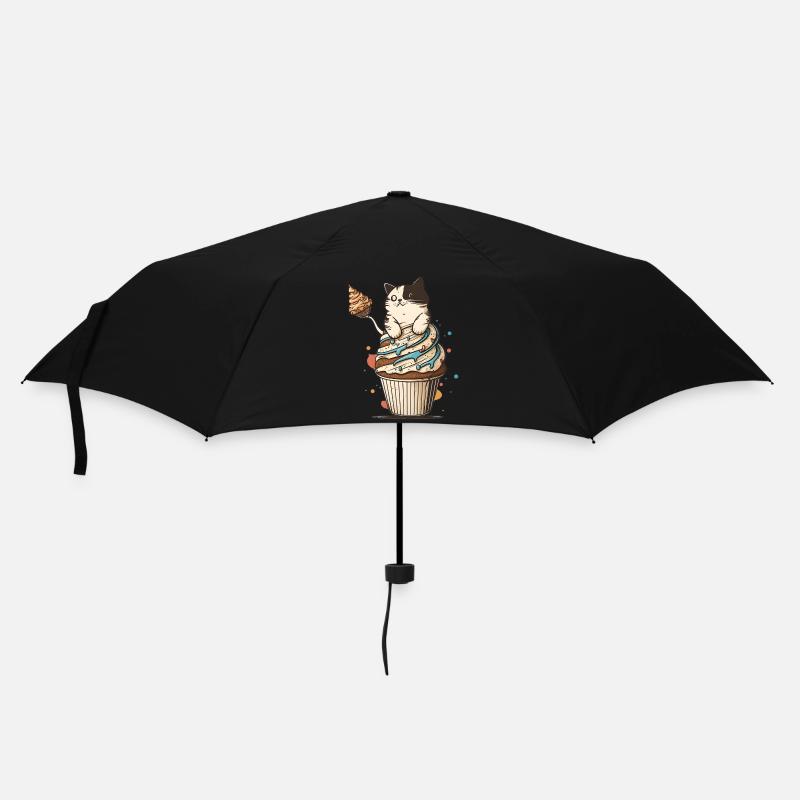 Cupcake Katze - Regenschirm (klein) - Schwarz