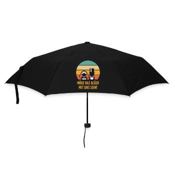 Glück Mit Uns (Brautpaar Köpfe / Sunset / 5C / V1) - Regenschirm (klein) - Schwarz - Vorne