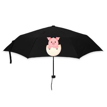 Cute Kawaii Pig - Piggy Hatches from Egg - Umbrella (small) - black - Front