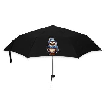 Hibou mignon d’hiver - Parapluie standard - noir - Devant
