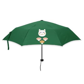 Chat japonais avec éventails L blanc - Parapluie standard - vert bouteille - Devant