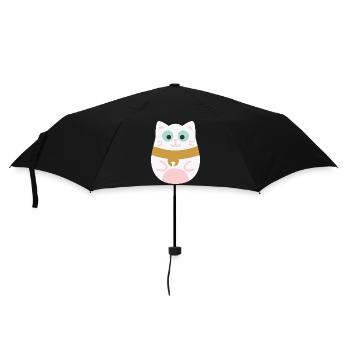 Maneki Neko L Japanische Glückskatze - Regenschirm (klein) - Schwarz - Vorne