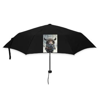 Niedlicher schottischer Highlander - Regenschirm (klein) - Schwarz - Vorne