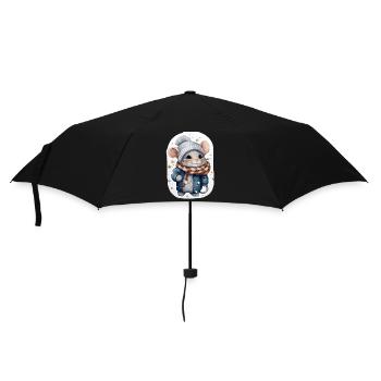 Cute Winter Mouse - Umbrella (small) - black - Front