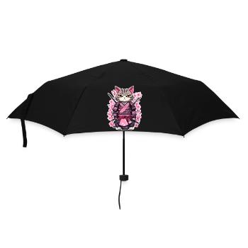 Samurai Cat & Cherry Blossoms #7 - Umbrella (small) - black - Front