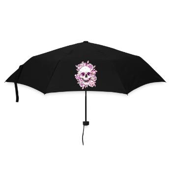 Vivid Skull and Rose Art Design - Umbrella (small) - black - Front