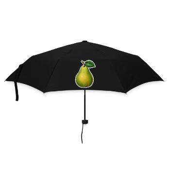 Birne mit Blatt - Regenschirm (klein) - Schwarz - Vorne