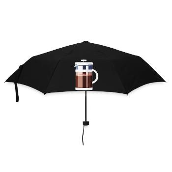 Kaffee Frenchpress Cappuccino Latte Art - Regenschirm (klein) - Schwarz - Vorne