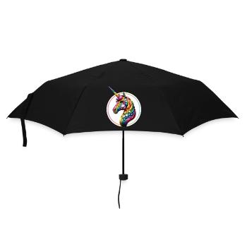 einhorn pferd CSD 3D niedlich lol Glamour Gay Game - Regenschirm (klein) - Schwarz - Vorne