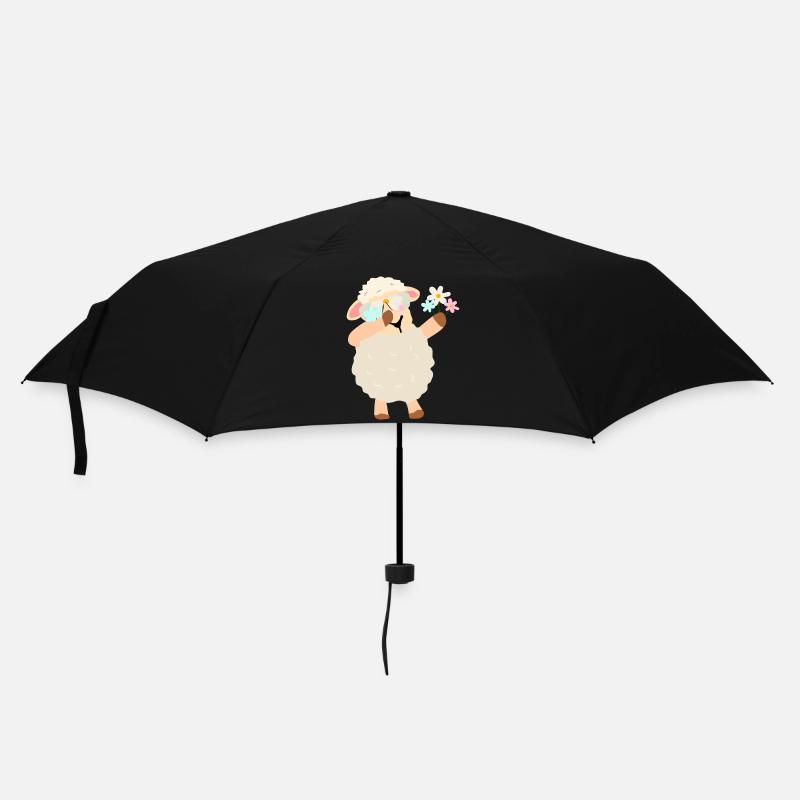 Flower Wreath Sheep Illustration - Umbrella (small) - black