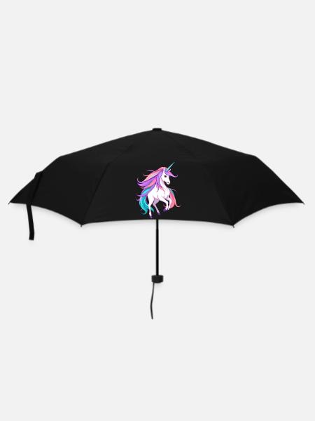 Strahlendes lila Einhorn Fantasy Illustration - Regenschirm (klein) - Schwarz