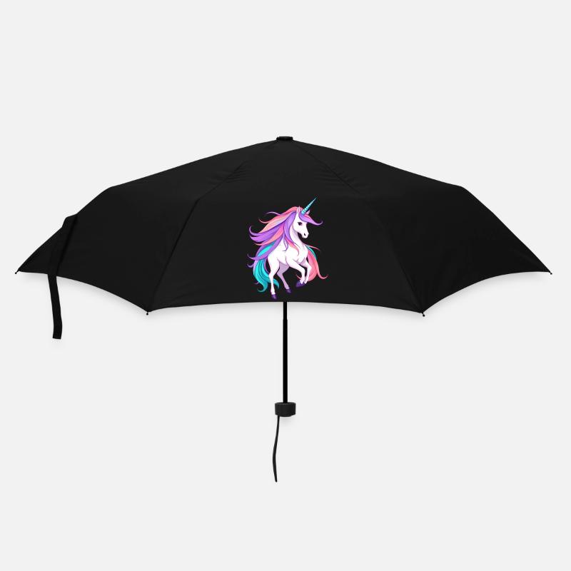 Strahlendes lila Einhorn Fantasy Illustration - Regenschirm (klein) - Schwarz