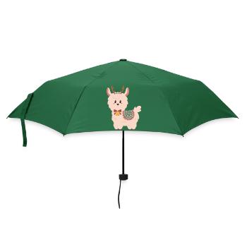Niedliches Alpaka mit Glöckchen für Weihnachten - Regenschirm (klein) - Flaschengrün - Vorne