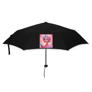 Portrait de femme rétro avec cheveux pastel - Parapluie standard - noir - Devant