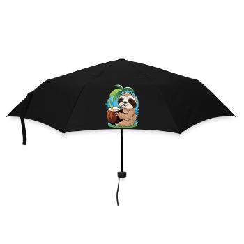 Relaxed Sloth with Coconut – Summer Vibes - Umbrella (small) - black - Front