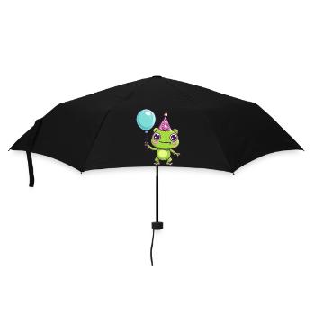 Frosch Geburtstag Comic Niedlich - Regenschirm (klein) - Schwarz - Vorne