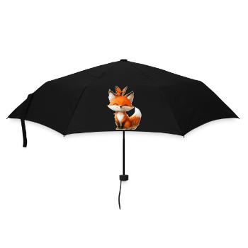 Fuchs mit Schmetterling - Regenschirm (klein) - Schwarz - Vorne