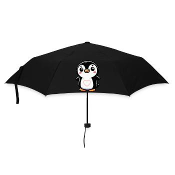 Pingouin Coeur Bande Dessinée - Parapluie standard - noir - Devant