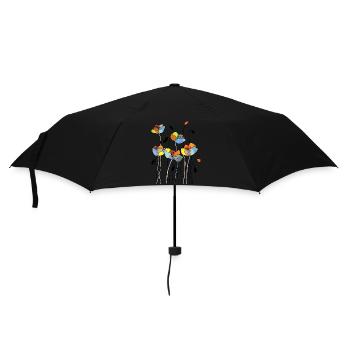 Blumen - Regenschirm (klein) - Schwarz - Vorne