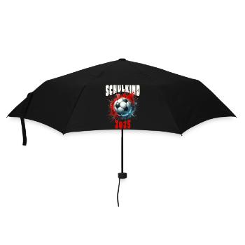 Schulkind 2025 - Fußball Geschenk Einschulung - Regenschirm (klein) - Schwarz - Vorne
