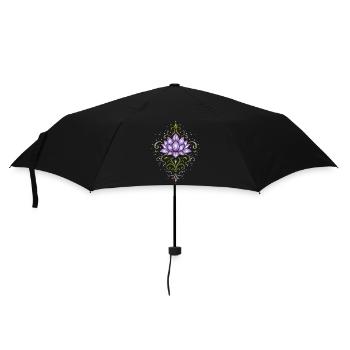 Ornamental Lotus Flower in Violet & Green - Umbrella (small) - black - Front