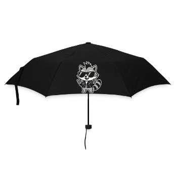 Rock Musik Waschbär Lustig Humor Geschenkidee - Regenschirm (klein) - Schwarz - Vorne