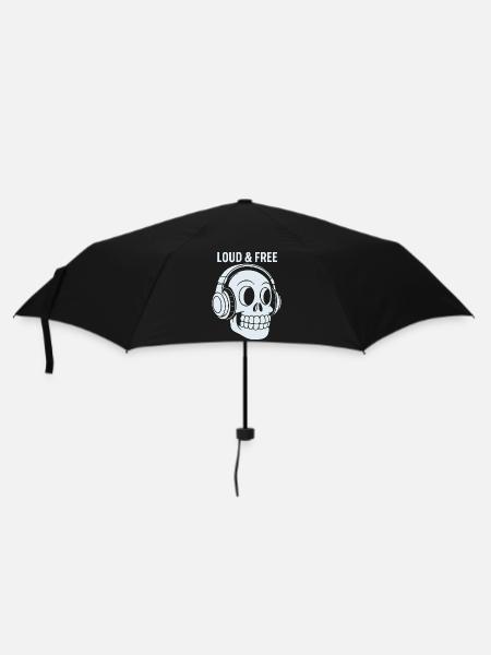Totenkopf Kopfhörer Laut Frei - Regenschirm (klein) - Schwarz