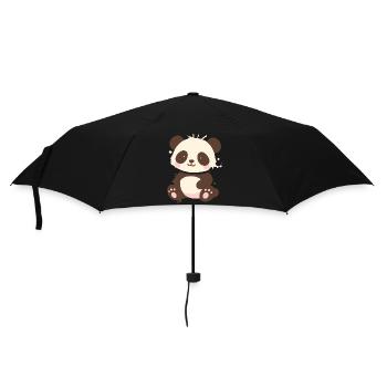 Niedlicher Panda – verspielter Graffiti-Cartoon - Regenschirm (klein) - Schwarz - Vorne