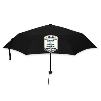 Sport Ja Morgen Vielleicht Badge - Regenschirm (klein) - Schwarz - Vorne