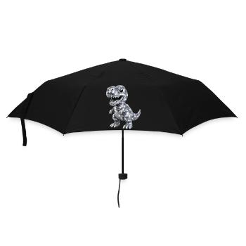 Süßer Dino T-Rex Disco Glitzer 80s 90s - Regenschirm (klein) - Schwarz - Vorne